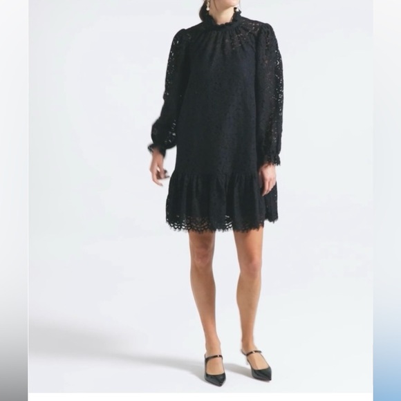 NWT J. Crew black lace ruffle neck dress XL - Picture 5 of 12